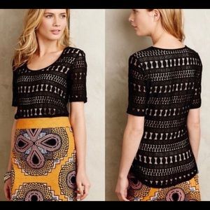 Anthropologie Wolven black lace-work tee shirt